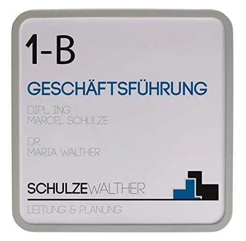 MAXI Türschild hellgrau | 150x150mm | inkl. entspiegelter Abdeckung | Türschild Büro | Büroschild