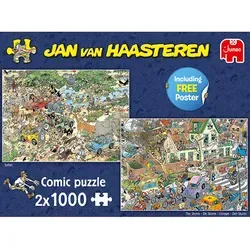 Jumbo Jan van Haasteren Der Sturm & Die Safari Puzzle 1000 Teile - Puzzlespaß mit 2 Motiven im Karikatur-Stil! Entdecke die witzigen Details der Szenen von Jan van Haasteren. Ideal für Kinder ab 12 Jahren und Puzzle-Fans.