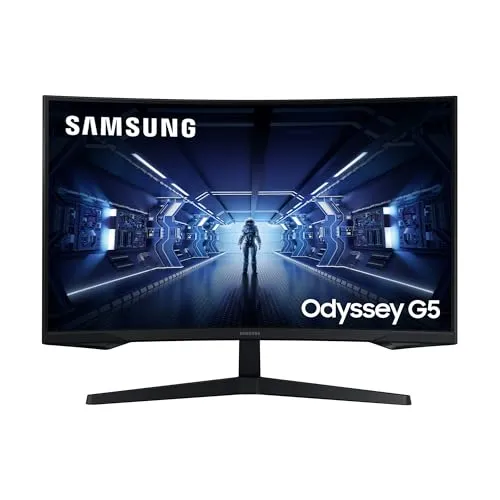 SAMSUNG Odyssey G5 27 Zoll WQHD Gaming Monitor - WQHD Auflösung mit 144 Hz und 1 ms Reaktionszeit für flüssiges Gaming-Erlebnis.