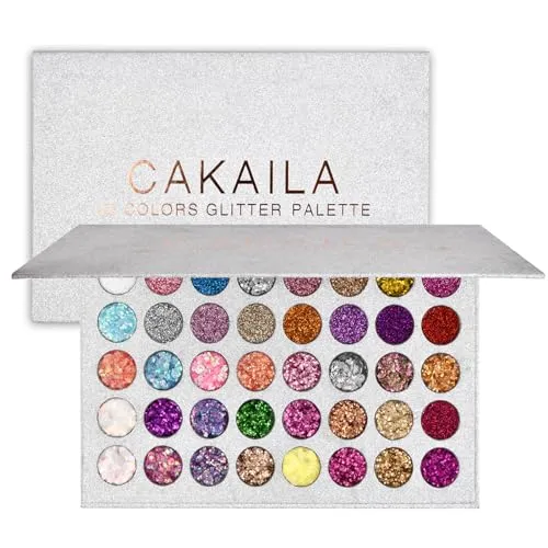 Produktbild Jinlaili 40 Farben Glitzer Lidschatten Palette, Lidschattenpalette Bunt, Eyeshadow Palette Schimmernde, Glitzer Make-up Palette Langlebig Wasserdicht, Augenpalette, Schminkpalette