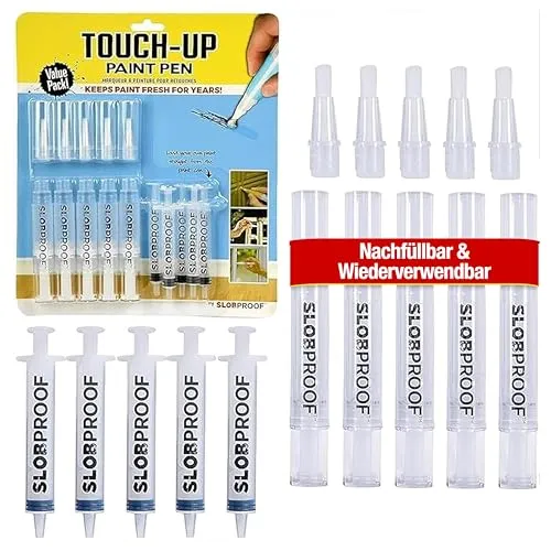 Slobproof Ausbesserungsstift für Wandfarbe, Nachfüllbar & Wiederverwendbar, Sauberes Heimwerken ohne Kleckern, Möbel Reparatur, Kunst & Basteln, Patentiertes Design, 5-Pack