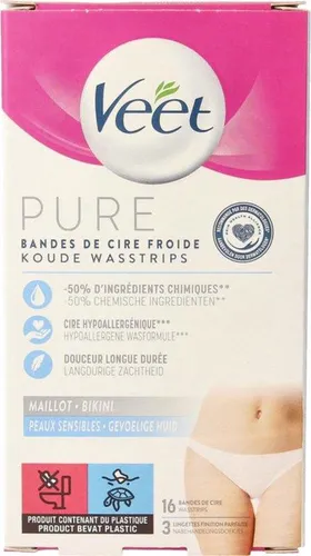 Veet Mimima koude wasstrips bikini hypoallergene (16 stuks)