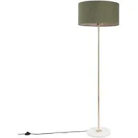 Qazqa Stehlampe Kaso, E27, Grün, Modern, 1-flammig - Stilvolle Stehlampe für den Innenbereich in modernem Design. Mit einem Durchmesser von 50 cm und einer Höhe von 165 cm setzt sie elegante Akzente in jedem Raum.