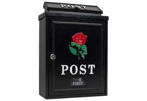 Profirst Briefkasten DaytonaRose – Wandbriefkasten aus Stahl, schwarz - Der Profirst Briefkasten DaytonaRose vereint charmantes Design und Funktionalität. Aus robustem Stahl gefertigt, bietet er mit 10 Litern Volumen ausreichend Platz für Briefe und kleine Pakete.