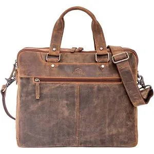 ALMADIH Businesstasche Leder Herren Aktentasche - LUCA 15 Zoll Laptoptasche - Elegante Businesstasche aus Deluxe-Leder mit zwei Hauptfächern, ideal für Laptops bis 15 Zoll. Praktische Kofferschlaufe und optimale Organisation für einen stilvollen Auftritt im Berufsleben.
