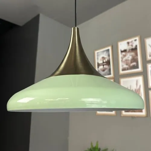 bamyum Hängelampe Paladin Minzgrün, Ø35cm – Vintage Pendelleuchte für Esszimmer und Küche - Moderne Pendelleuchte aus hochwertigem Metall, ideal für Küche und Esszimmer. Höhe individuell einstellbar, fügt sich perfekt in verschiedene Einrichtungsstile ein.