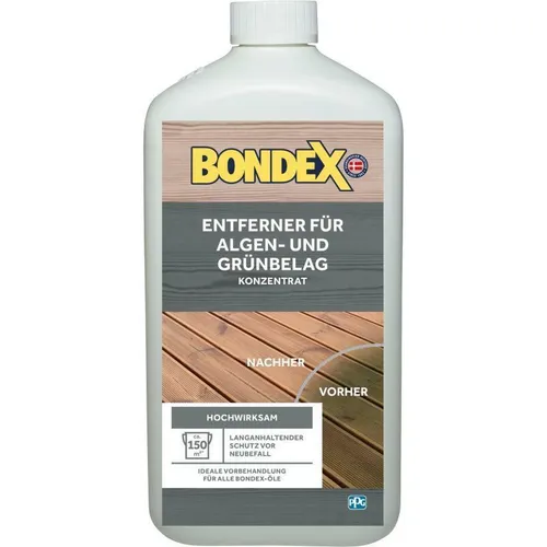 BONDEX Algen & Moos Entferner 1L - Reinigungskonzentrat für effektive Beseitigung von Algen und Moos, ideal für Außenflächen und sorgt für langanhaltende Sauberkeit.
