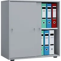 VCM Büroschrank Lona, Grau - Büroschrank mit Schiebetüren und stabilen Fachböden, bietet viel Stauraum und überzeugt durch zeitloses Design und hochwertige Verarbeitung.