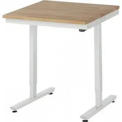 Höhenverstellbarer Arbeitstisch aus massiver Buche - Werkstatteinrichtung mit elektrisch höhenverstellbarer Arbeitsplatte von 720 bis 1120 mm, ideal für ergonomisches Arbeiten und maximale Flexibilität.