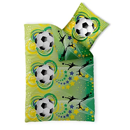 CelinaTex Fashion Fun Kinderbettwäsche 155 x 220 cm - Bettwäsche-Set mit Fußball-Motiv, aus hautfreundlicher Baumwolle, ideal für einen angenehmen Schlafkomfort und pflegeleicht dank Maschinenwaschbarkeit.
