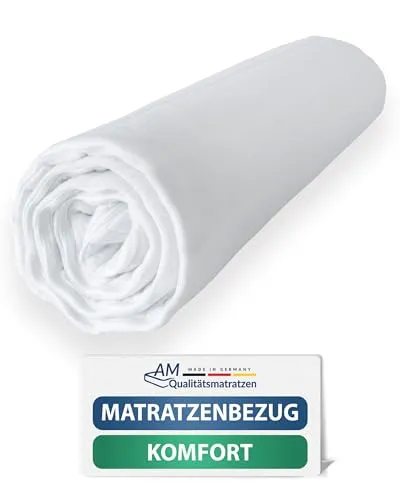 AM Qualitätsmatratzen Komfort Matratzenbezug 100x200 für 14 cm Kernhöhe - Made in Germany & Oeko-TEX Siegel - Allergiker Matratzenbezug 100x200 mit 4 seitigem Reißverschluss - 60 Grad waschbar