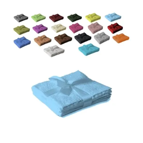 EXKLUSIV HEIMTEXTIL Handtuchserie im Set mit Schleife Marke Seiftuch 4er Set 30 x 30 cm Hellblau