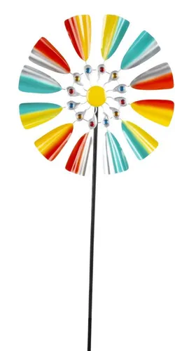 Windrad Metall Bunt 160cm Gartenstecker Deko Windspiel - Stylisches 160cm Windrad aus Metall für Ihren Garten. Mit buntem Design und praktischem Stecker bringt es Bewegung und Farbe in Ihre Gartengestaltung. Ideal für Beete und Rasenflächen!