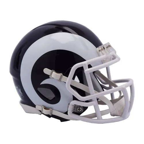 Riddell Mini Football Helm - Speed Los Angeles Rams 2017-19 - Fanartikel für Los Angeles Rams-Fans, detailgetreuer Mini-Helm in Schwarz, ideal für Sammler oder als Geschenk.