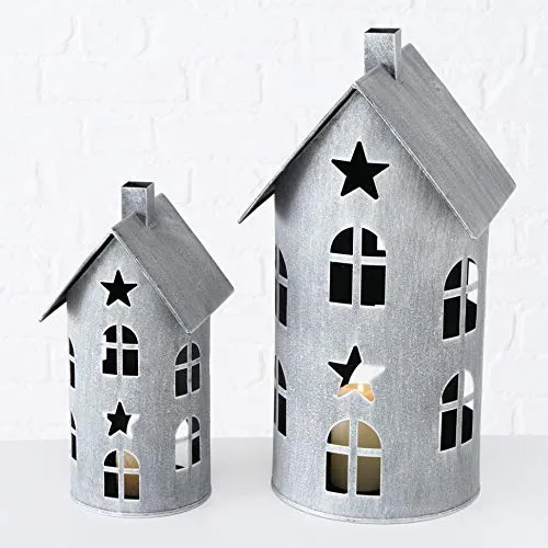 Metall Laterne 2er Set - Deko Windlicht für Innen & Außen - Laternen im Shabby Look, 40cm & 28cm hoch, mit abnehmbarem Dach – ideal als Blickfang für Eingänge und Wohnräume. Perfekt für stimmungsvolle Beleuchtung!