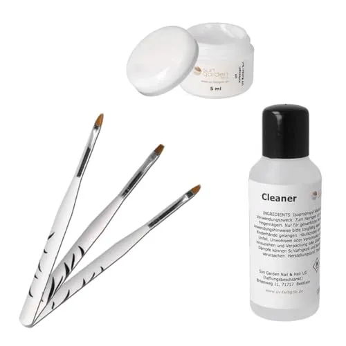 Sun Garden Nails UV Gel Classic Aufbaugel 5 ml inkl. 3 tlg. Pinselset und Cleaner 100ml