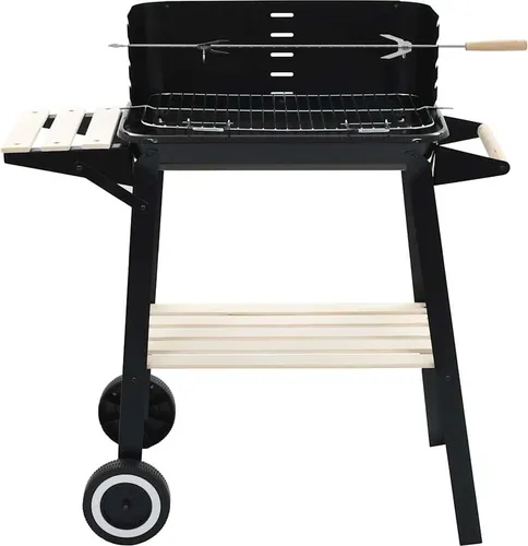 vidaXL Holzkohlegrill Standgrill mit Rädern - Grills für Outdoor-Liebhaber, kompakt und höhenverstellbar von 71 bis 85 cm für optimale Wärmeverteilung. Mit praktischen Ablagen und 2 Rädern für mühelosen Transport.