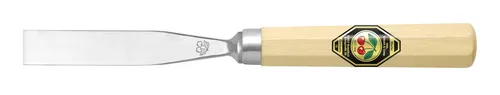 Kirschen Bildhauerbeitel 18 mm mit kurzem Weißbuchenheft achtkant, gerades Balleisen, Stich 1 - 3101018
