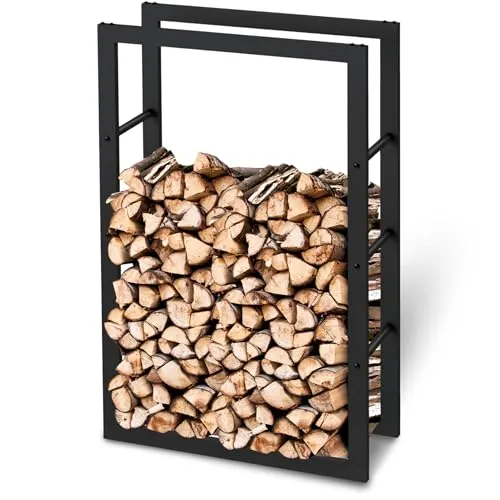 holz4home® Kaminholzregal aus Metall Schwarz 100x25x60 cm