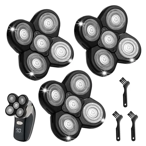 3er-Pack Rasierer-Ersatzköpfe, 5D-Rasierer-Ersatzklingen, kompatibel mit Freebird Kopfrasierer, Universal 5 Klingen Scherkopf für Männer, Freiheitsrasur, Kopf und Gesicht, elektrische Rasierköpfe