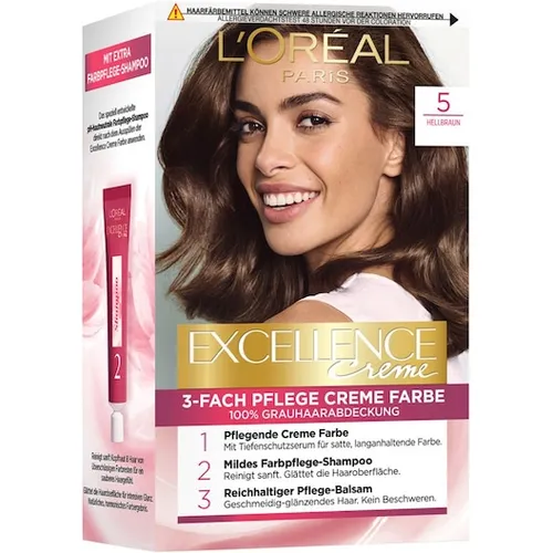 LOreal-Paris Haarfarbe ColorationExcellence 3-Fach Pflege Creme Farbe 5 Hellbraun 1 Stk. (6,99 € / 1 Stk.)
