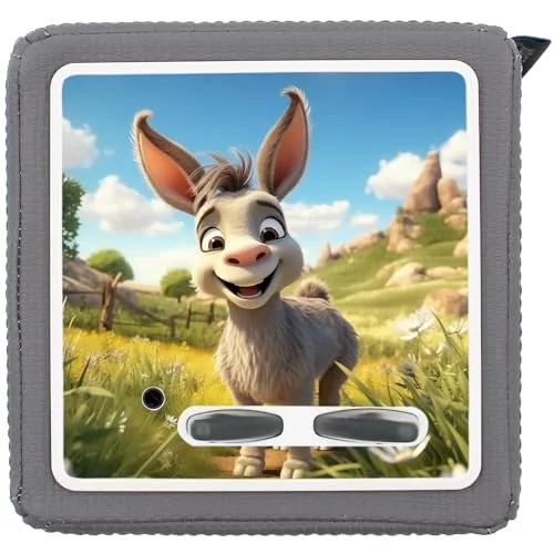 yabaduu Schutzfolie Süße Tiere kompatibel mit Toniebox Lauscher Station Aufkleber personalisierbar Zubehör für Kinder Spielzeug passgenau selbstklebend Y031 (Nr. 49 Esel, Ohne Wunschname)