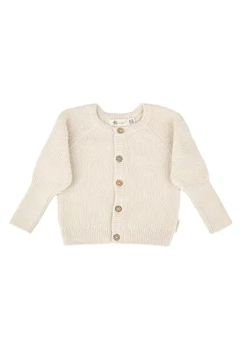 Sterntaler Baby und Kinder Strickjacke aus Baumwollgarn mit Struktur, Knopfleiste und Mitwachsbündchen – naturfarben, Größe 62