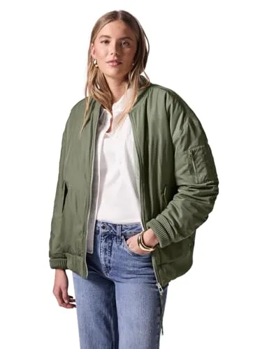 Street One Studio Damen F202042 Schimmernder Blouson in Summer Khaki, Größe 46 - Funktionsjacke mit Rundhalsausschnitt und Langarm, seitlichen Taschen und Zipper-Detail am Arm für einen modischen Look.