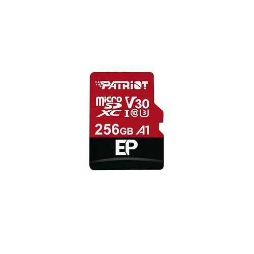 Patriot EP Series 256 GB microSDXC Karte - Speicherkarten der Klasse U3 für schnelle Datenübertragungen, ideal für 4K-Videos und hohe Speicherkapazität.