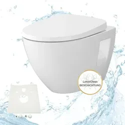 HGMBAD Tiefspül-WC Vento - Spülrandlos mit Absenkautomatik - Sanitäranlagen & Zubehör - Komplettset mit einfachem Montagezubehör und 10 Jahren Garantie, inkl. hygienischer LotusClean-Beschichtung für mühelose Reinigung.