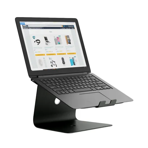 Slabo Notebook Ständer Halterung für MacBook | Laptop - Aluminium in Schwarz - Laptop-Ständer aus hochwertigem Aluminium, ergonomisch für eine bessere Haltung und ideal für Home Office oder unterwegs.