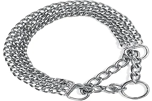 TRIXIE Zug-Stopp-Kettenhalsband Größe M–L: Halsumfang 45 cm/2,5 mm in silber - stabiles Kettenhalsband 3-reihig für mittelgroße bis große Hunde, verchromt, leicht zu reinigen, 2265