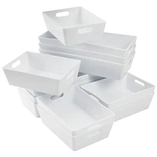 Hummelladen Schminktisch Schubladen Organizer Set - 12 Teile - Ordnungssystem - weiß - 5 cm hoch - Boxen in 2 Größen - Aufbewahrungsbox Box - Schubladeneinsatz 75x38 cm