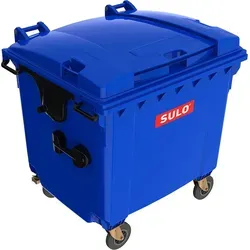 Sulo I Müllcontainer MGB 1100 Liter | 4-Rad-Behälter mit Flachdeckel | Blau - Blau