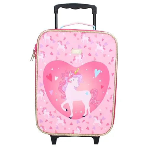 Vadobag Einhorn Trolley Koffer - Kindergepäck mit herausziehbarem Teleskopgriff und Doppelreißverschluss, ideal für kleine Einhorn-Fans ab 2 Jahren.