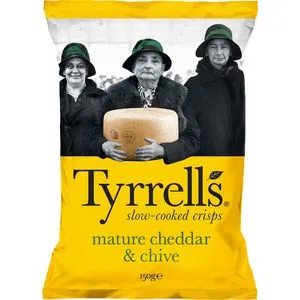 Tyrrells Chips Mature Cheddar und Chive, Kartoffelchips, 150g