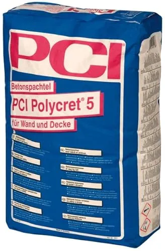 PCI POLYCRET 5 Betonspachtel 25 kg - Hochwertiger Betonspachtel für Wand und Decke, schnell abbindend und witterungsbeständig, ideal für Innen- und Außenanwendungen.