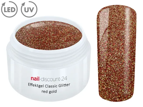 UV LED GEL GLITTER RED GOLD Glitzer Farbgel Effekt Color Nail Art Modellage Rot