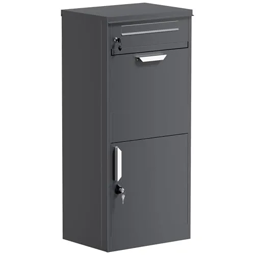 Toboli Paketkasten Anthrazit 500 x 370 x 1120 mm, Paketbox Zuhause, Private Paketannahme passend für Pakete und Päckchen, Standbriefkasten Stahl