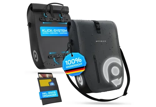 OPEKER® Universal Fahrradtasche für Gepäckträger 28L - Wasserdicht & Abnehmbar - Fahrradtasche mit 28L Volumen, abnehmbarem Organizer und 100% wasserdichtem Material für sicheren Transport bei jedem Wetter. Ideal für Einkäufe, Pendeln und Bikepacking.