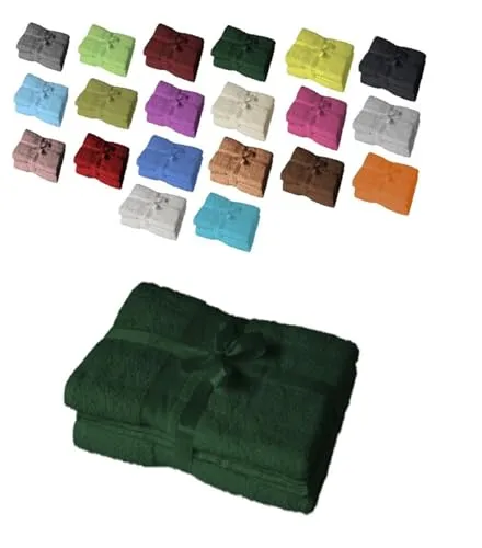 EXKLUSIV HEIMTEXTIL Badetuch 2er Set 100 x 150 cm Dunkelgrün - Frottiertuch Sets aus 100 % Baumwolle, 500 g/m², saugstark und strapazierfähig, ideal für den täglichen Gebrauch und Pflegeleicht, bis 60° C waschbar.