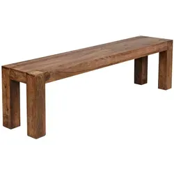 Sitzbank Landhaus-Stil aus Massivholz Sheesham - 200 kg Belastung - Sitzbank im Landhaus-Stil aus handgefertigtem Massivholz Sheesham, ideal für Flur und Esszimmer. Belastbar bis 200 kg, zeitloses Design in Braun.