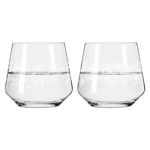RITZENHOFF 6121002 Dessert Glas 2er-Set 420 ml - Serie Delights - Nachtisch-Becher, Illustration Weiß - Made in Germany