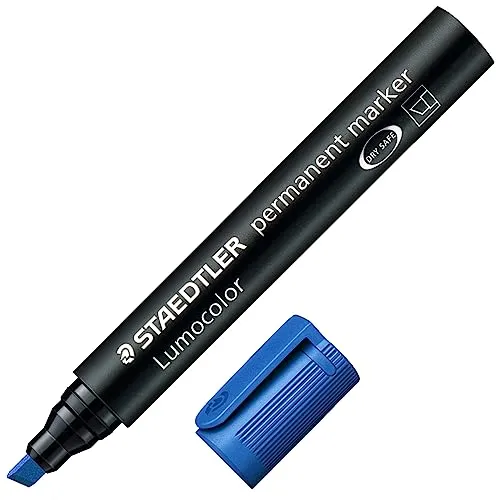 STAEDTLER 350-3 Lumocolor Marker permanent Keilspitze, 2 oder 5 mm, 10 Stück, blau