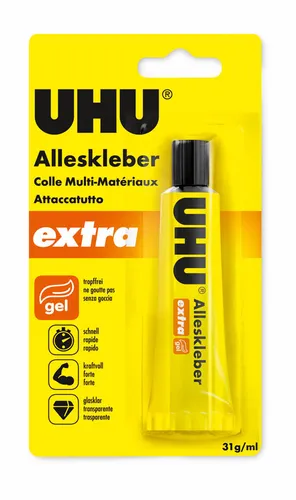 UHU Extra Alleskleber tropffrei 31g Tube, Blister, Infokarte