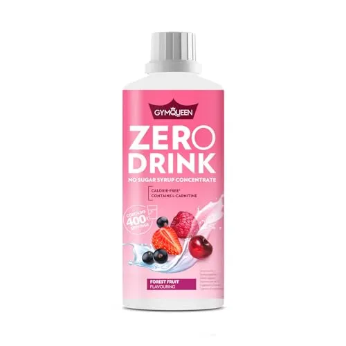 GymQueen Zero Drink Waldfrüchte 1000ml, kalorienarmes und zuckerfreies Getränkekonzentrat 1:80, angereichert mit B-Vitaminen für deinen Stoffwechsel und L-Carnitin, Getränke-Sirup