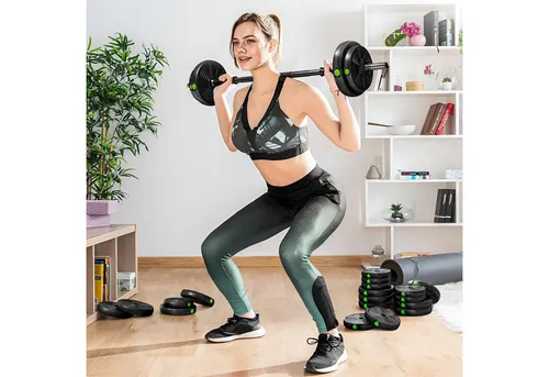 SPORTNOW Hantel-Set verstellbares Gewicht, (Dumbbell Set, 2-in-1 Hantel- und Langhantelset), für vielseitiges Training, Schwarz+Grün