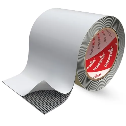 POPPSTAR Klebeband für Fliegengitter (2m x 5cm, grau) Reparatur-Set für Insektengitter-Tür und Fenster