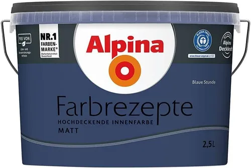 Alpina Farbrezepte Blaue Stunde matt 2,5 Liter - Farben für ein individuelles Zuhause, basierend auf wohn- und farbpsychologischen Erkenntnissen. Ideal für eine entspannende Raumstimmung und einfache Verarbeitung.
