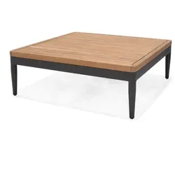 ScanCom Topaz Beistelltisch 73x73 cm Aluminium / Teak - Metallic-Grau